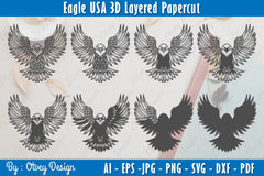 Eagle 3D Layered Papercut SVG Bundle - CraftNest - Digital Crafting and Art