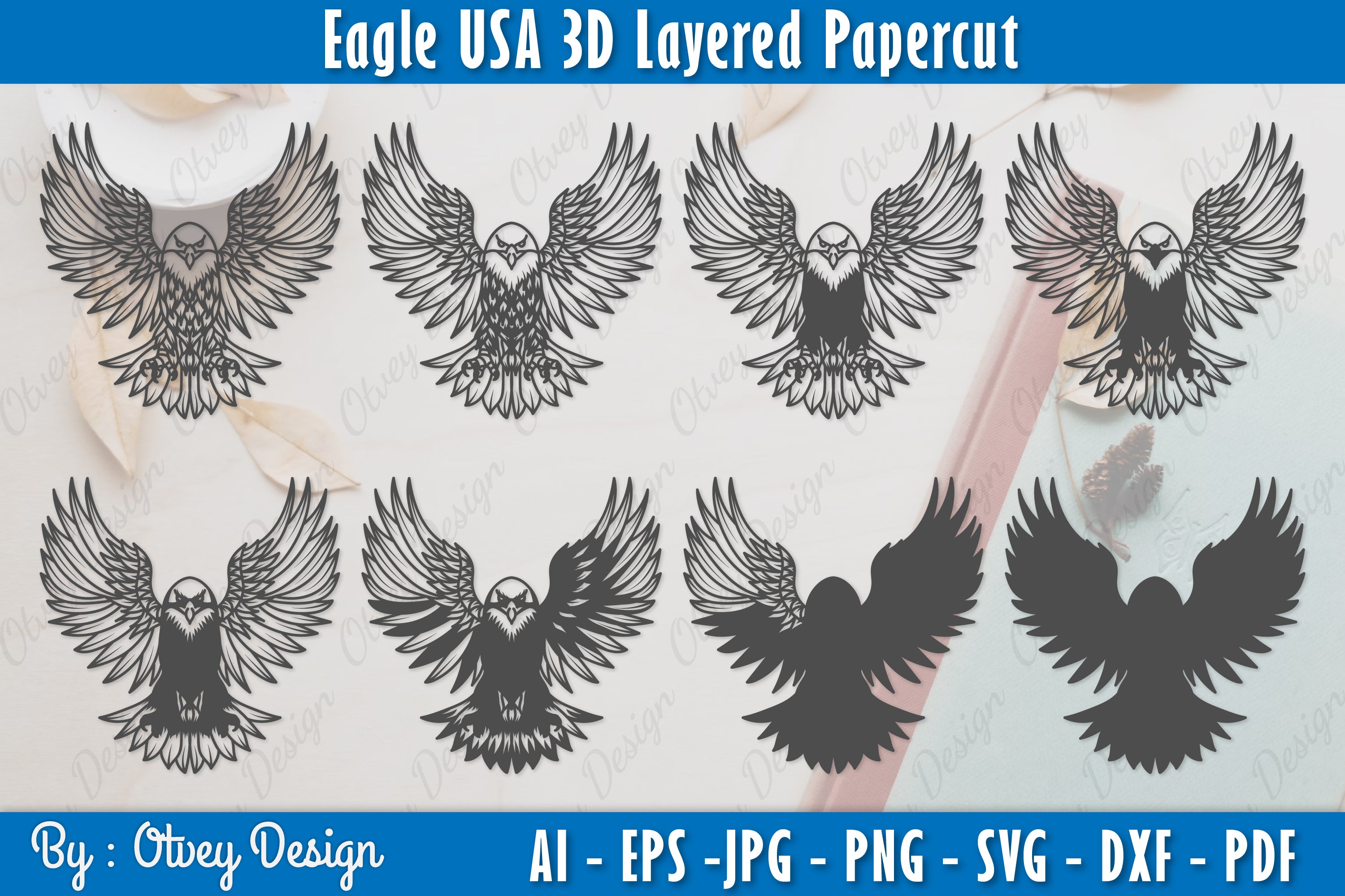 Eagle 3D Layered Papercut SVG Bundle - CraftNest - Digital Crafting and Art