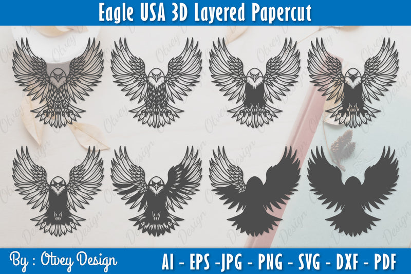 Eagle 3D Layered Papercut SVG Bundle - CraftNest - Digital Crafting and Art