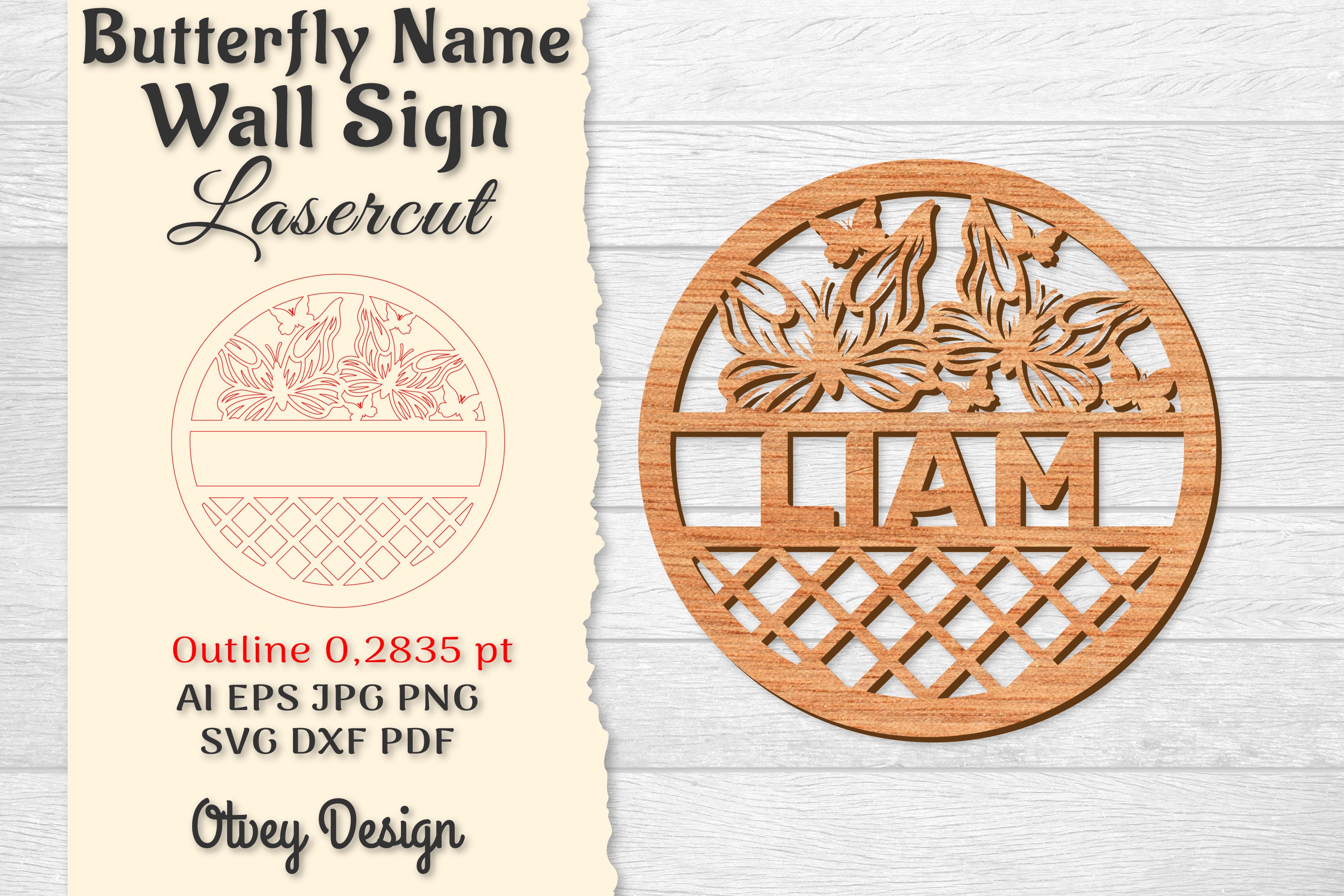 Butterfly Name Wall Art Sign SVG Bundle 2 - CraftNest - Digital Crafting and Art