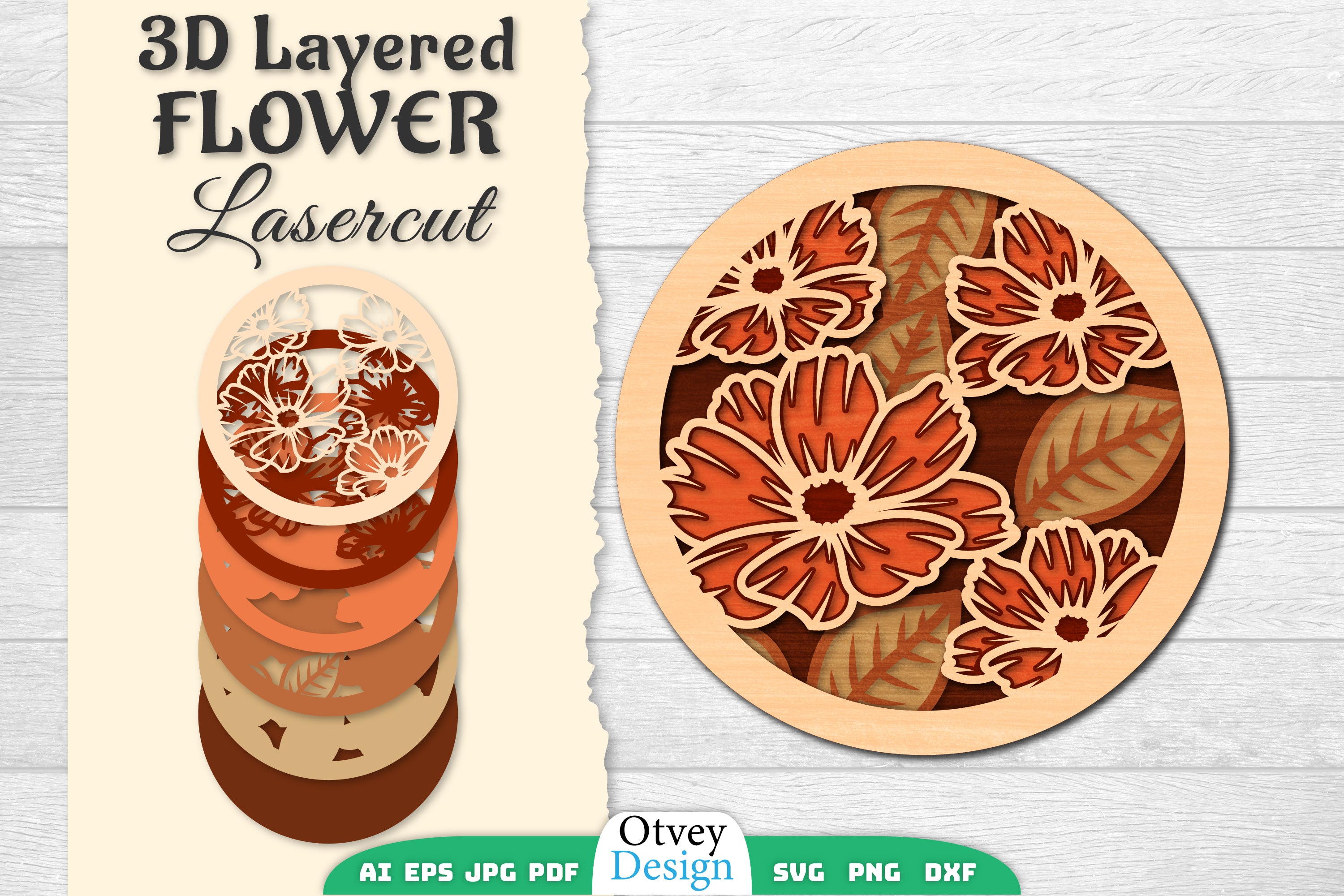 3D Layered Flower Lasercut SVG Bundle 6 - CraftNest - Digital Crafting and Art