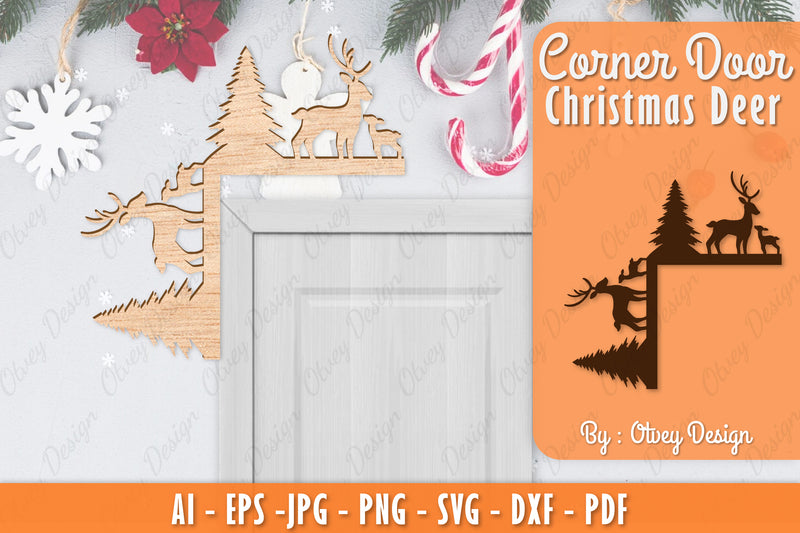 Christmas Deer Door Corner Lasercut SVG Bundle 13 - CraftNest - Digital Crafting and Art
