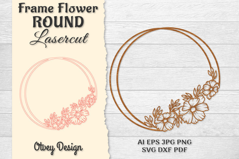 Frame Flower Round Lasercut SVG Bundle 2 - CraftNest - Digital Crafting and Art