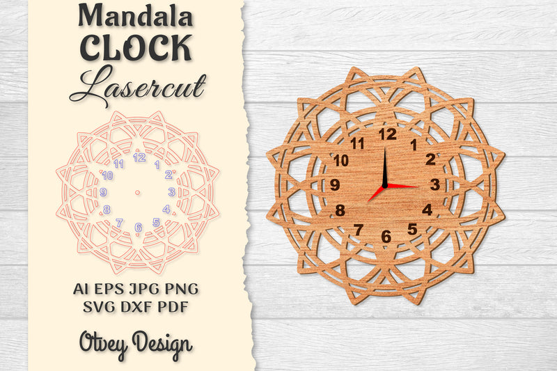 Clock Mandala Lasercut SVG Bundle 8 - CraftNest - Digital Crafting and Art