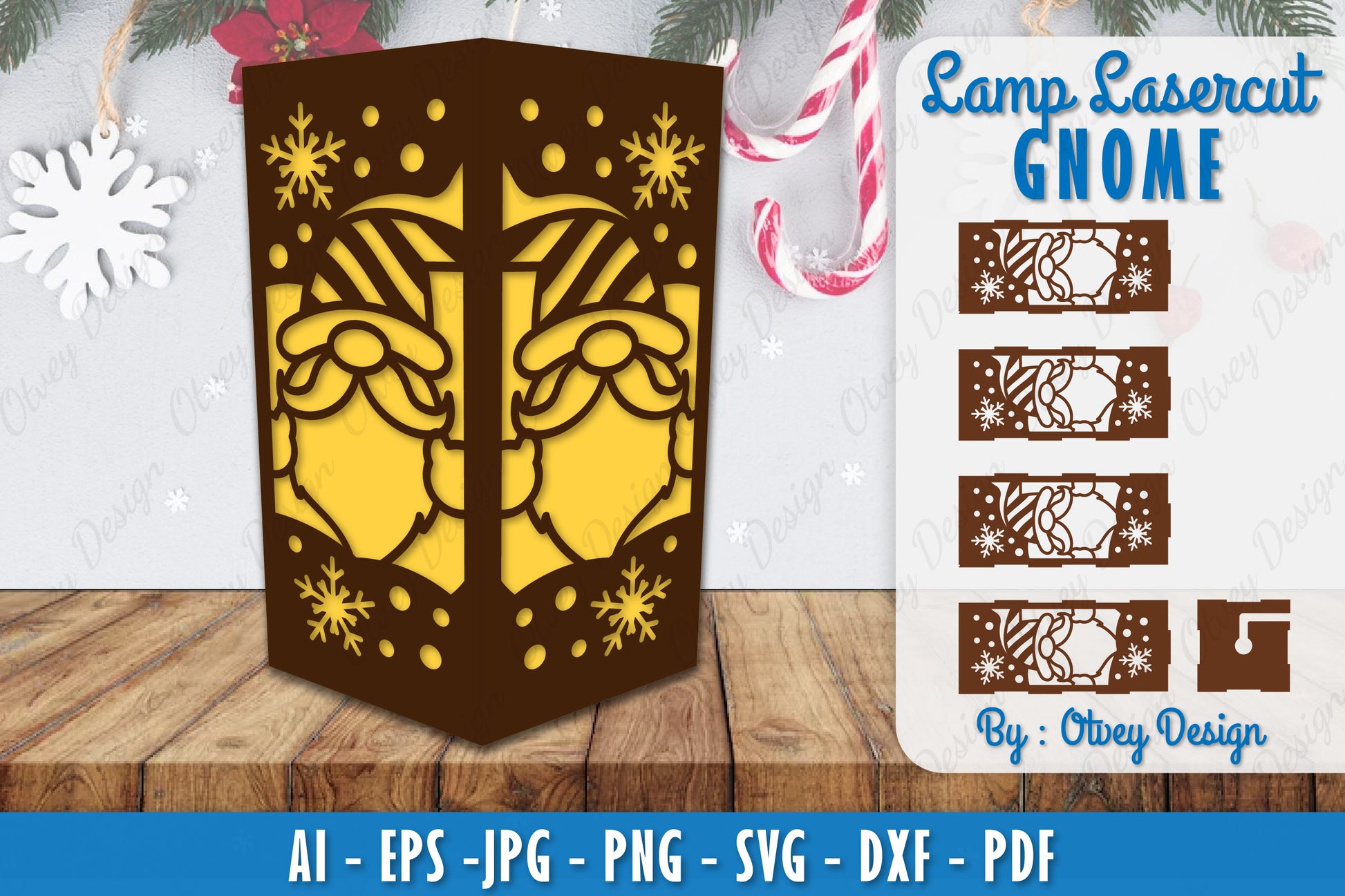 Christmas Gnome Lamp Lasercut SVG Bundle 2 - CraftNest - Digital Crafting and Art