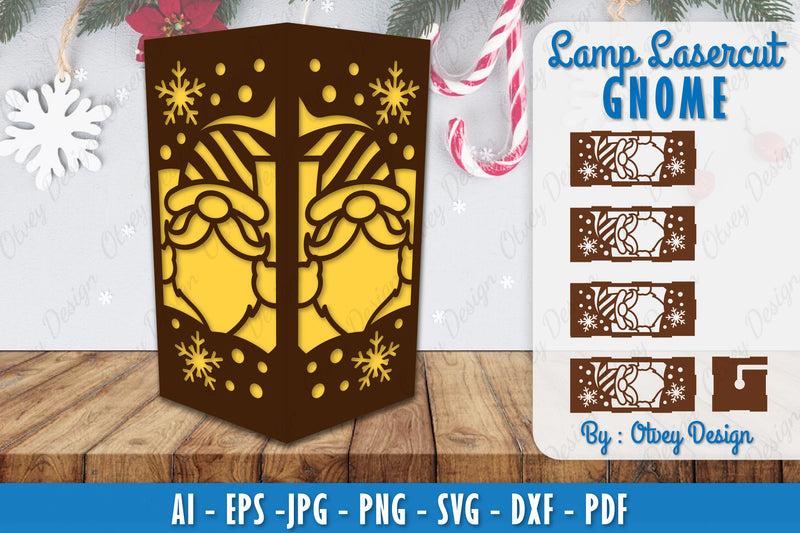 Christmas Gnome Lamp Lasercut SVG Bundle 2 - CraftNest - Digital Crafting and Art