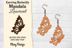 Earring Butterfly Mandala Lasercut SVG Bundle 10 - CraftNest - Digital Crafting and Art