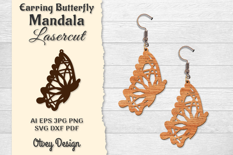 Earring Butterfly Mandala Lasercut SVG Bundle 10 - CraftNest - Digital Crafting and Art