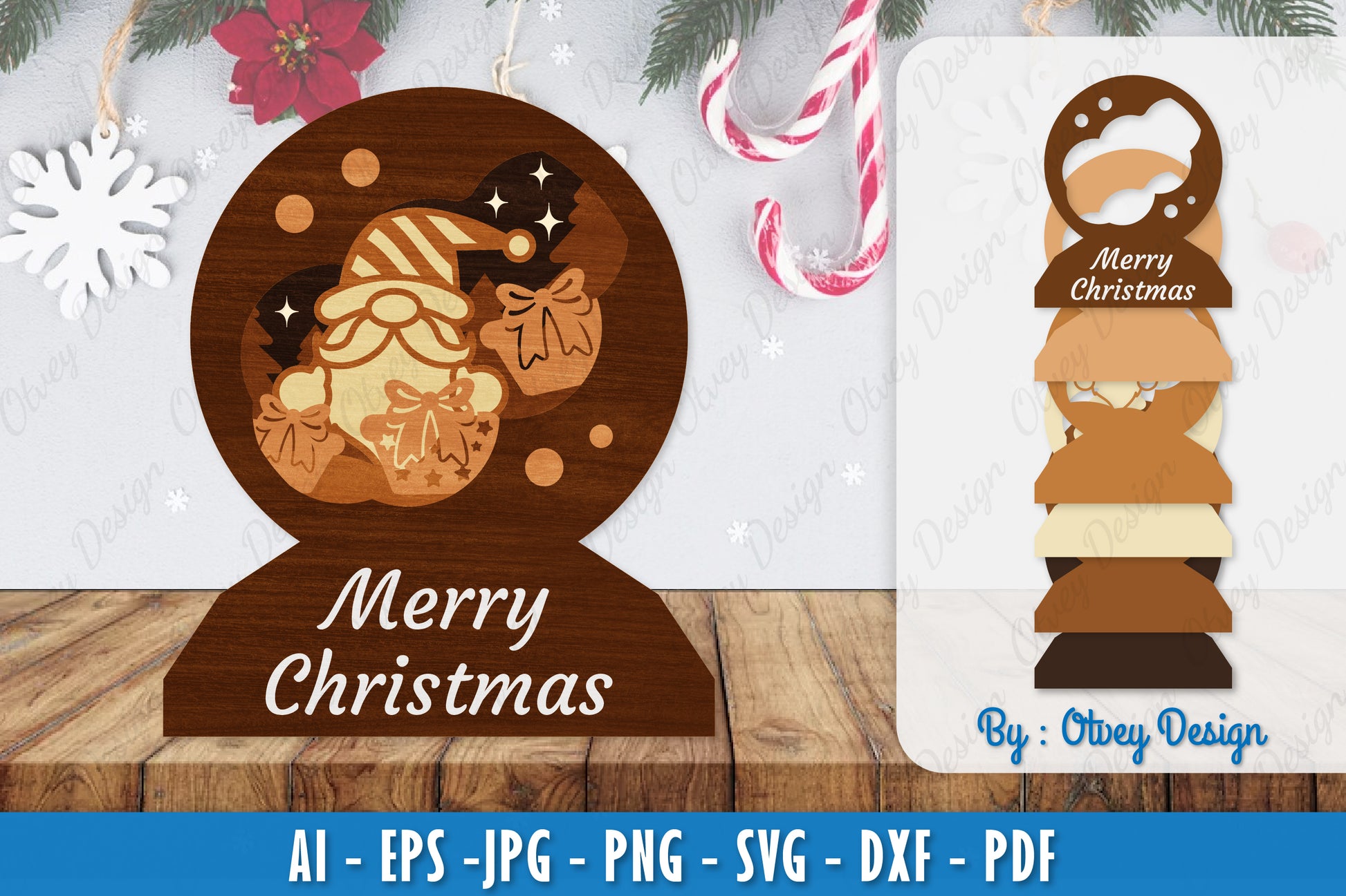 Christmas Gnome 3D Layered Lasercut SVG Bundle 7 - CraftNest - Digital Crafting and Art