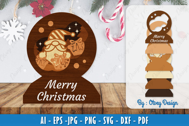 Christmas Gnome 3D Layered Lasercut SVG Bundle 7 - CraftNest - Digital Crafting and Art