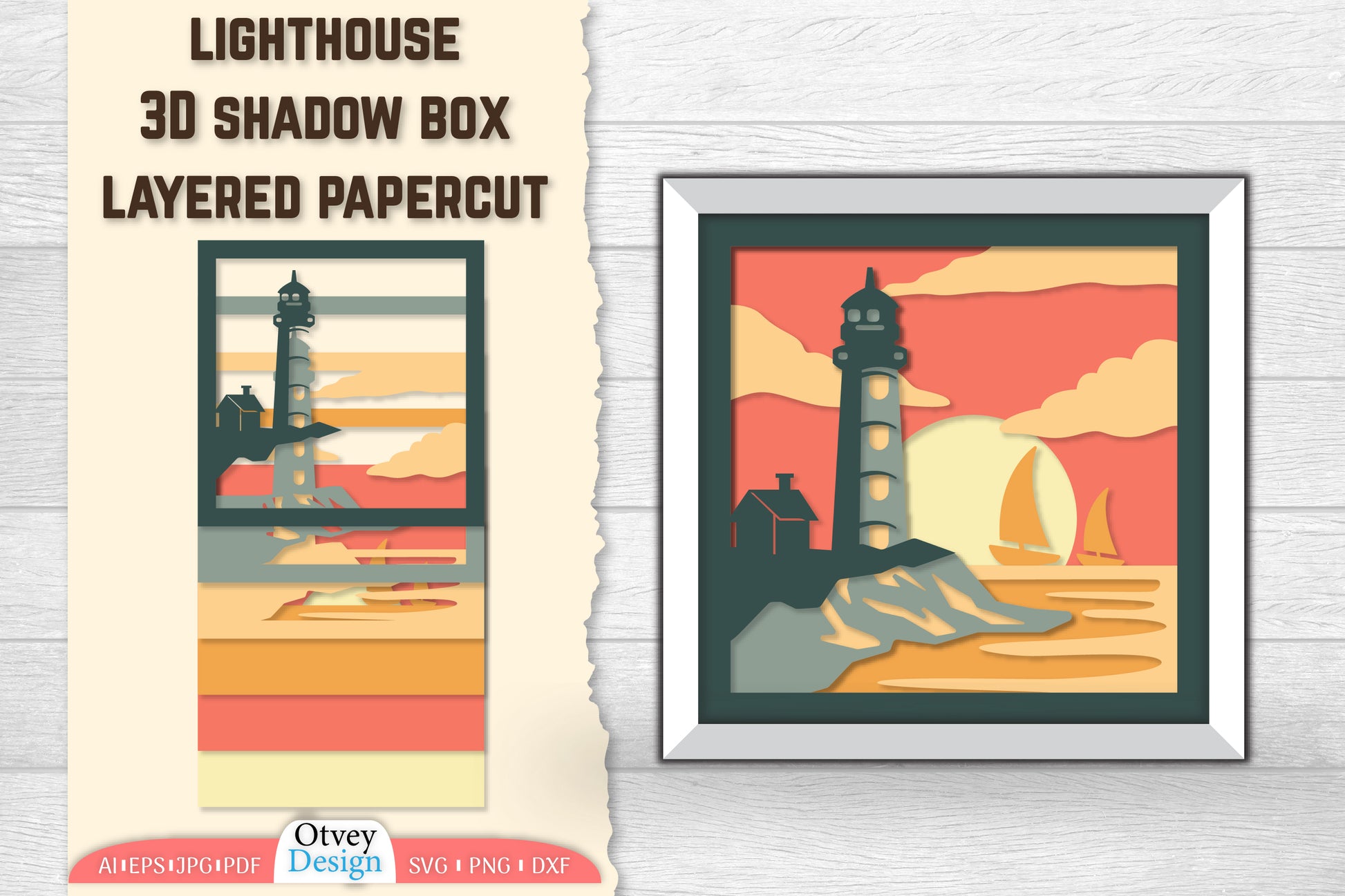 Lighthouse 3D Shadowbox Layered SVG Bundle 2 - CraftNest - Digital Crafting and Art