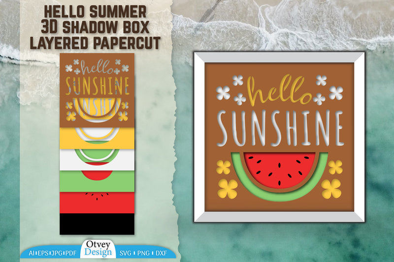 Hello Summer 3D Shadow Box Papercut SVG Bundle 4 - CraftNest - Digital Crafting and Art