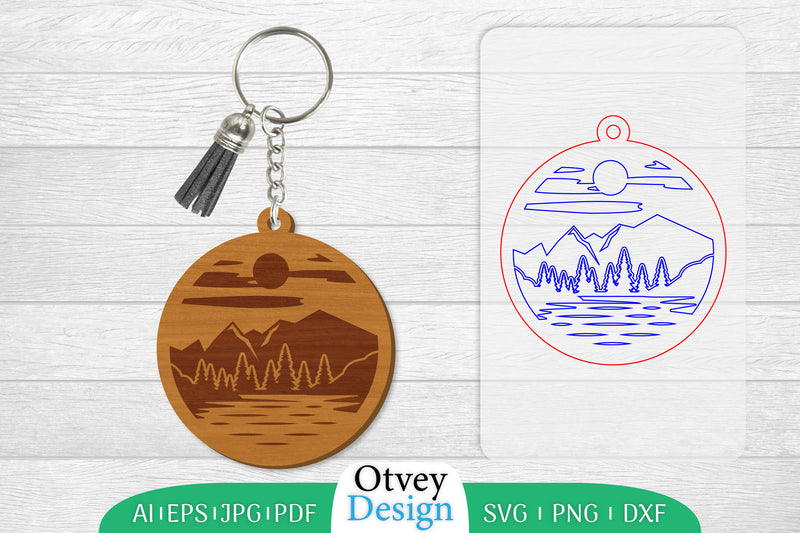 Keychain Sunset Mountain Lasercut SVG Bundle 21 - CraftNest - Digital Crafting and Art
