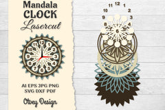 Clock Mandala Lasercut SVG Bundle 3 - CraftNest - Digital Crafting and Art