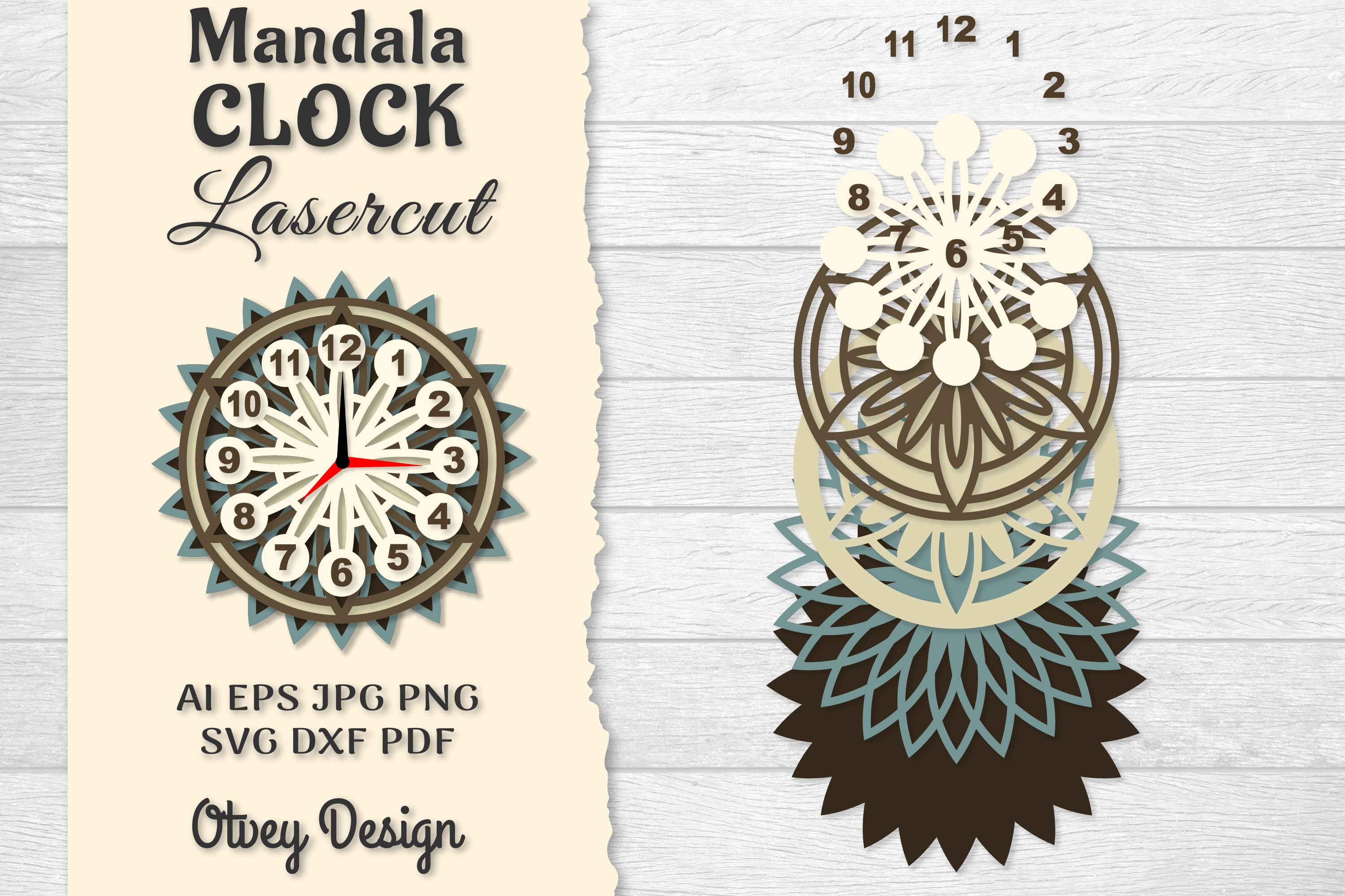 Clock Mandala Lasercut SVG Bundle 3 - CraftNest - Digital Crafting and Art