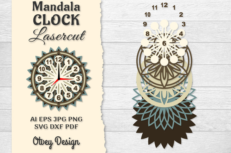 Clock Mandala Lasercut SVG Bundle 3 - CraftNest - Digital Crafting and Art