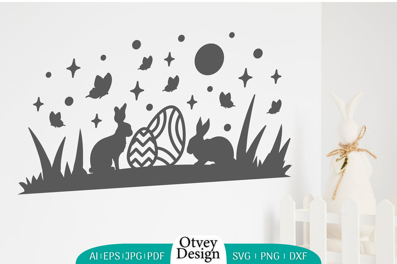 Easter Bunny Scene in Garden SVG Bundle 1 - CraftNest - Digital Crafting and Art