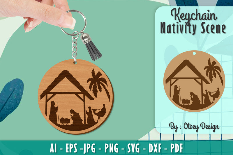 Nativity Scene Keychain Laser Cut SVG Bundle 4 - CraftNest - Digital Crafting and Art