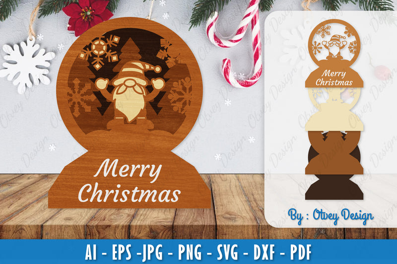 Christmas Gnome 3D Layered Lasercut SVG Bundle 8 - CraftNest - Digital Crafting and Art