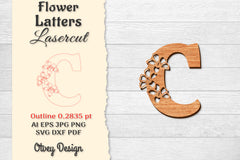Flower Letters Laser Cut File SVG Bundle 119 - CraftNest - Digital Crafting and Art