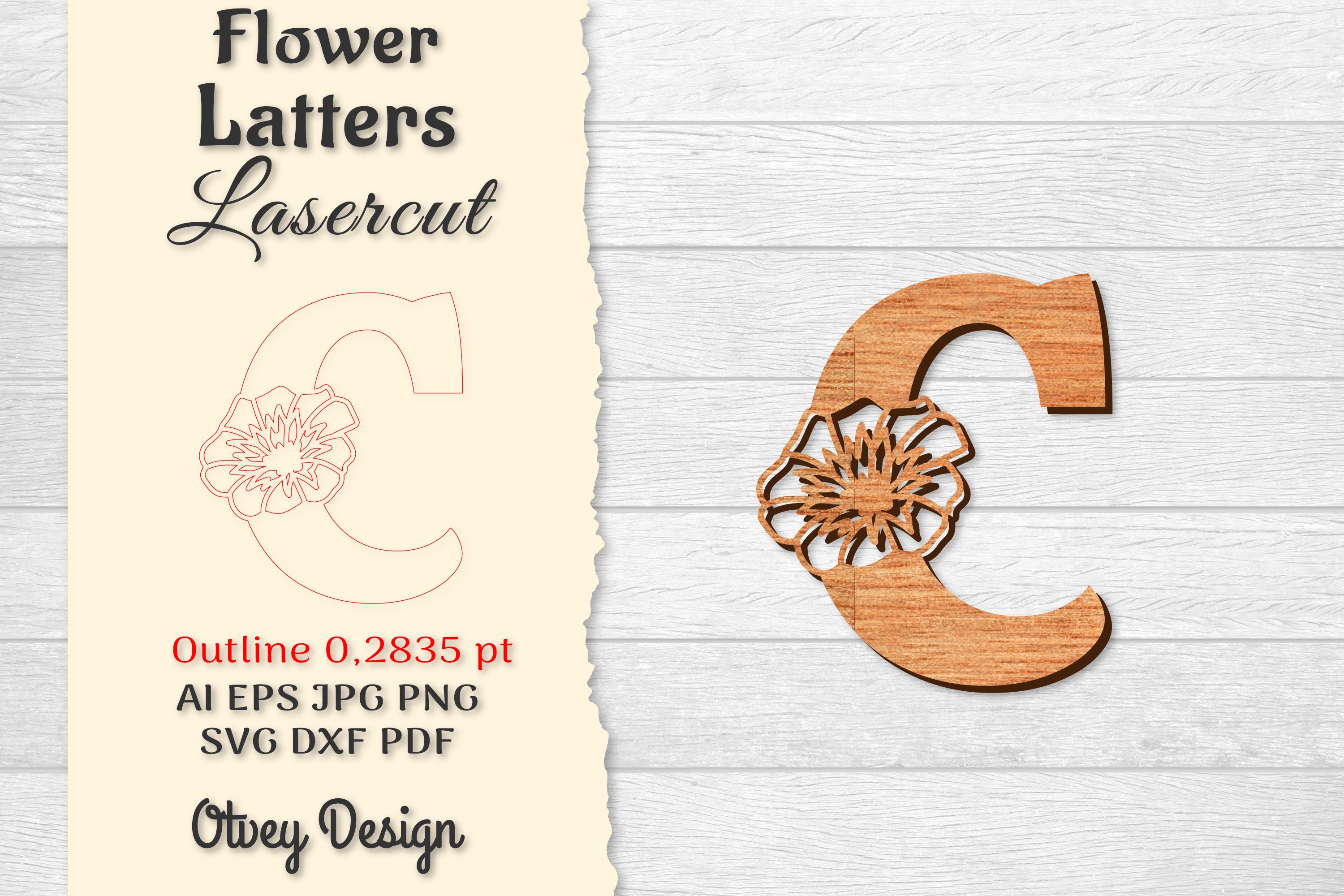Flower Letters Laser Cut SVG Bundle 22 - CraftNest - Digital Crafting and Art