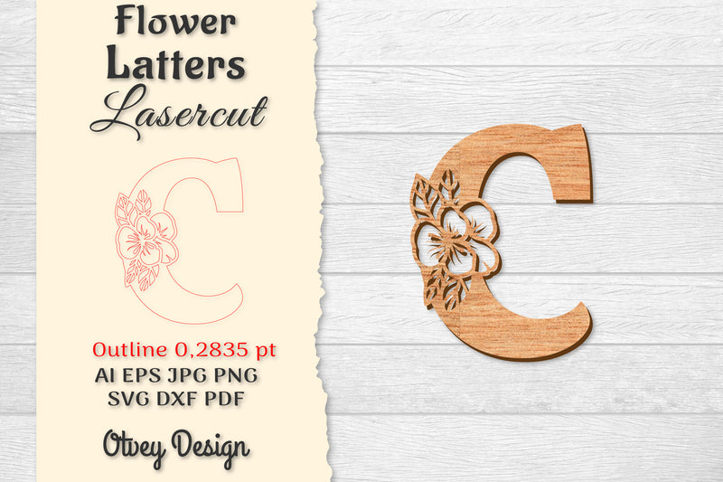 Flower Letters Laser Cut File SVG Bundle 79 - CraftNest - Digital Crafting and Art