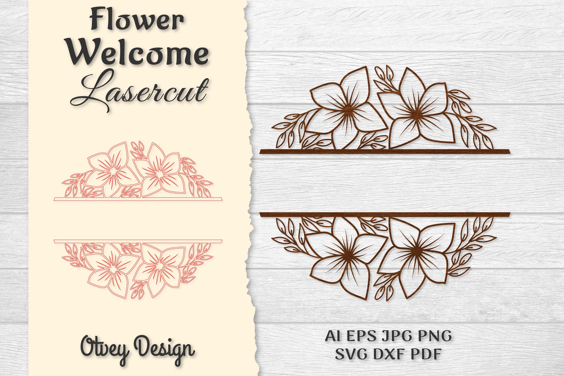 Flower Welcome Slip Lasercut SVG Bundle 3 - CraftNest - Digital Crafting and Art