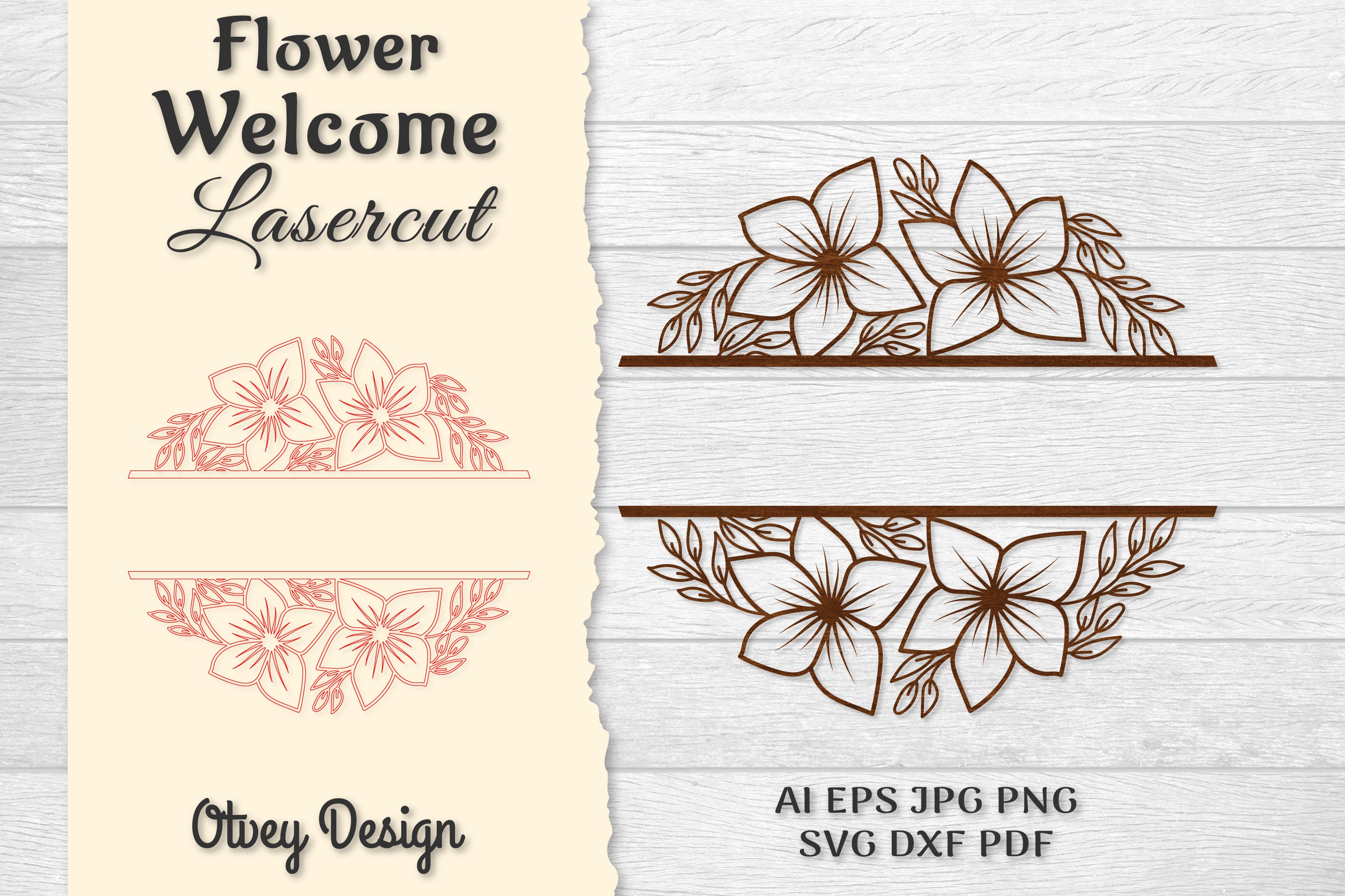 Flower Welcome Slip Lasercut SVG Bundle 3 - CraftNest - Digital Crafting and Art