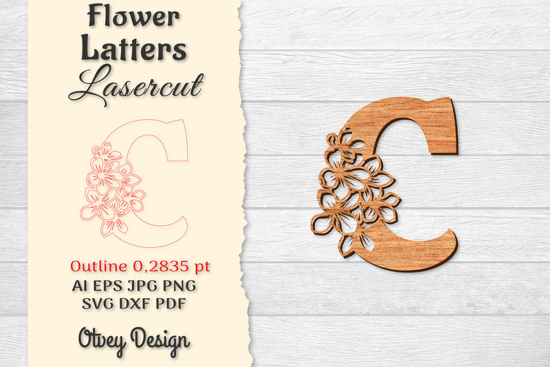 Flower Letters Laser Cut SVG Bundle 154 - CraftNest - Digital Crafting and Art
