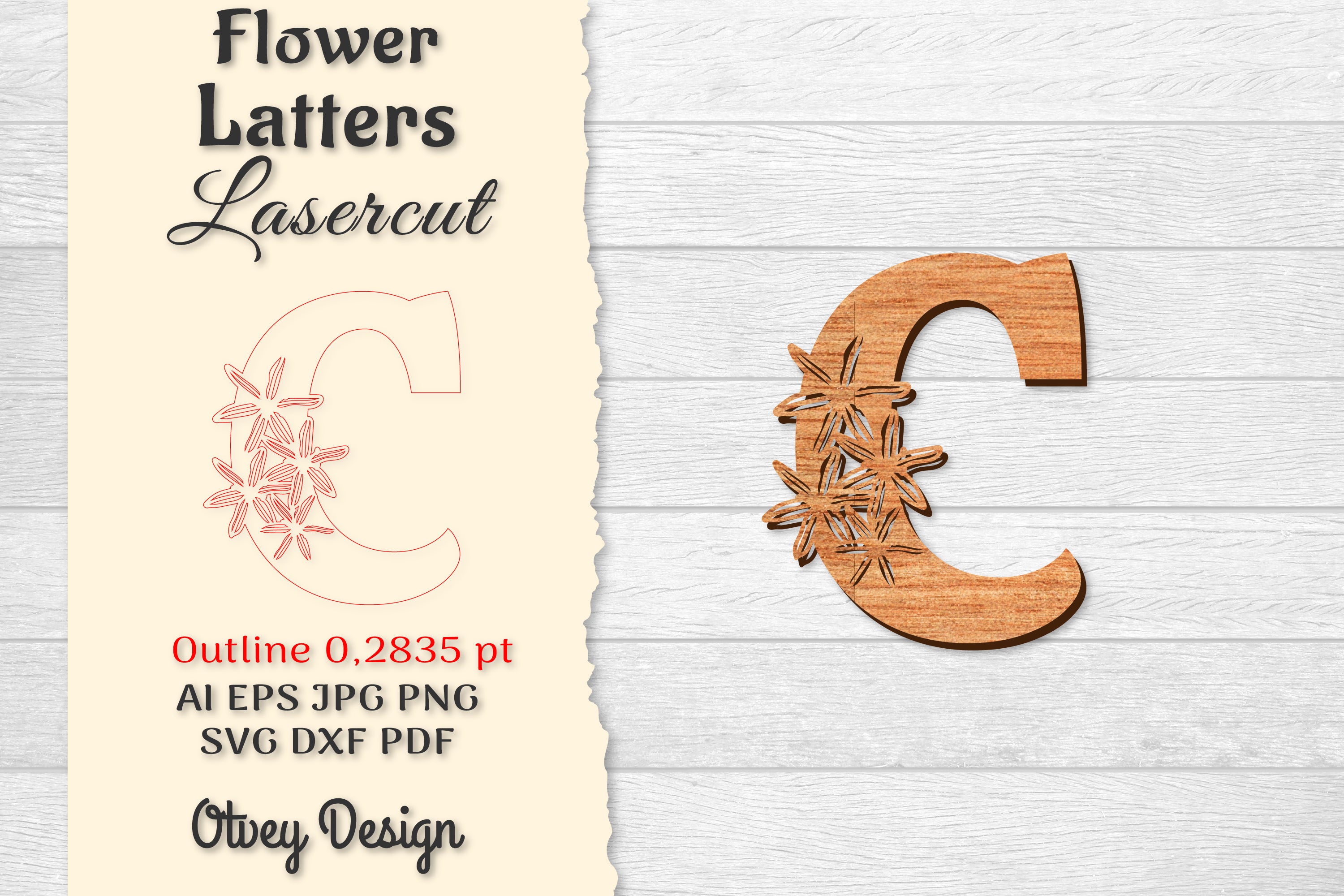 Flower Letters Laser Cut SVG Bundle 51 - CraftNest - Digital Crafting and Art