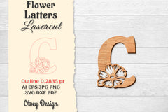 Flower Letters Laser Cut SVG Bundle 63 - CraftNest - Digital Crafting and Art