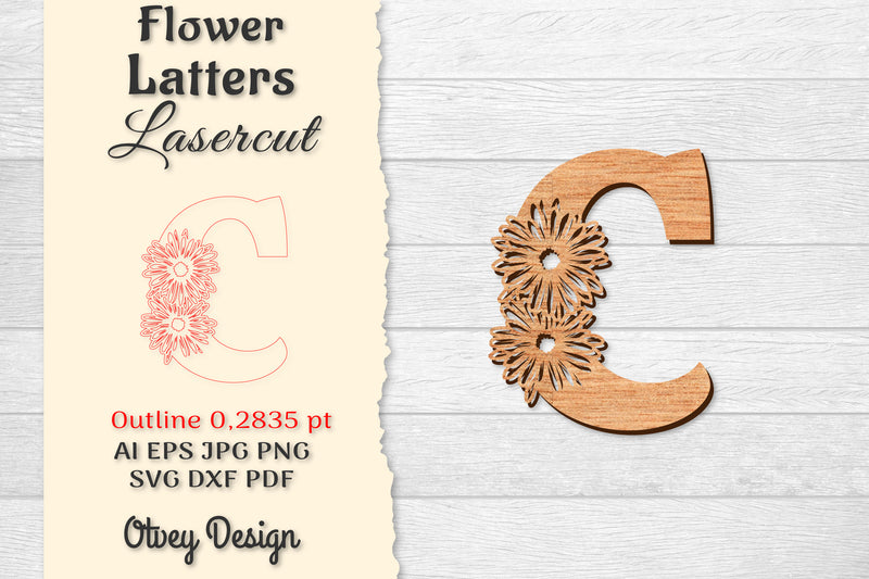 Flower Letters Laser Cut File SVG Bundle 65 - CraftNest - Digital Crafting and Art