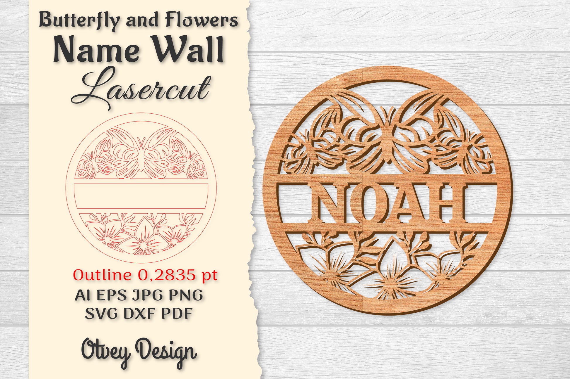 Butterfly and Flowers Name Wall Art Sign SVG Bundle 2 - CraftNest - Digital Crafting and Art