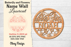 Butterfly and Flowers Name Wall Art Sign SVG Bundle 2 - CraftNest - Digital Crafting and Art