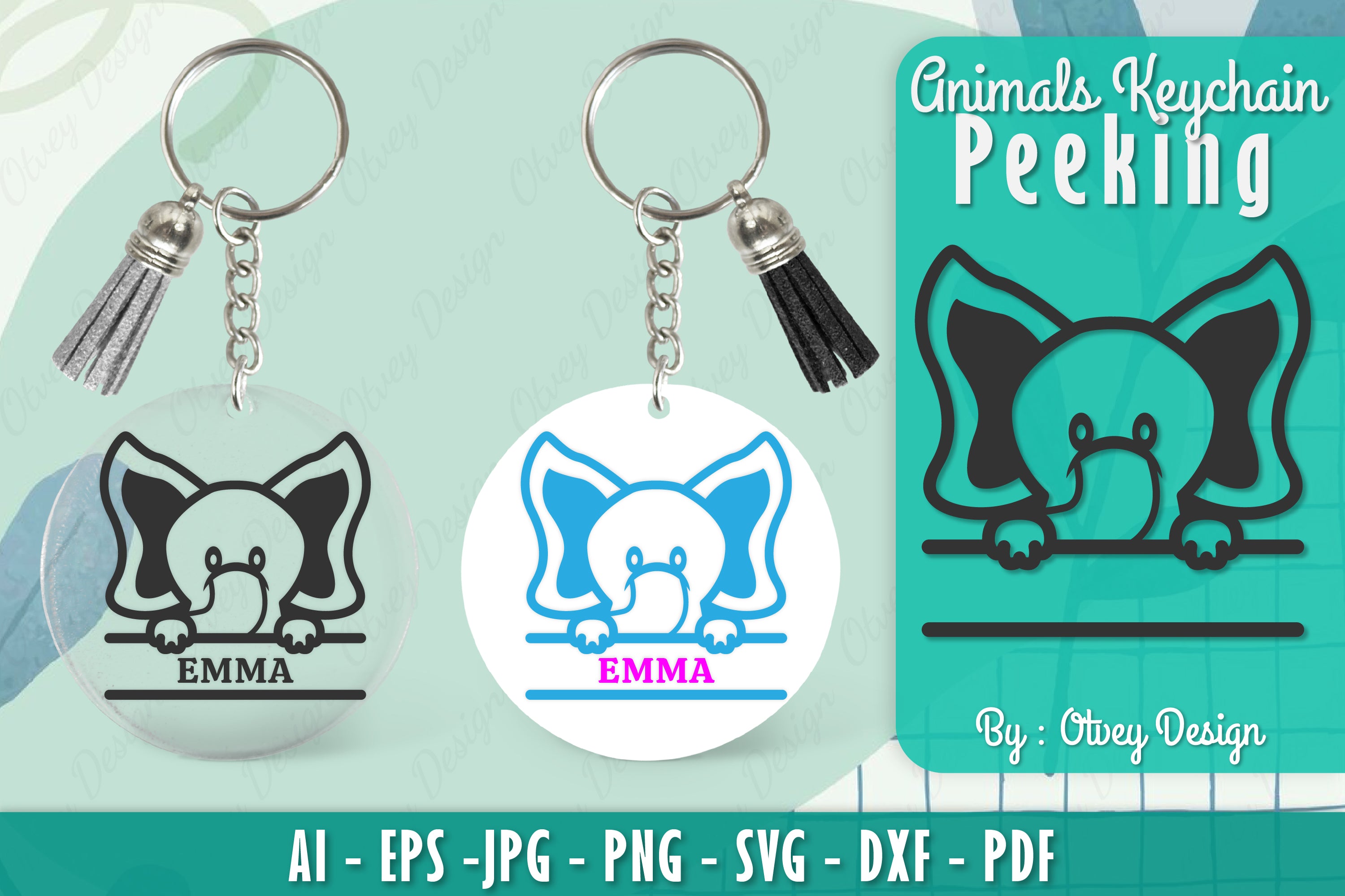 Animals Peeking Keychain SVG Bundle 9 - CraftNest - Digital Crafting and Art