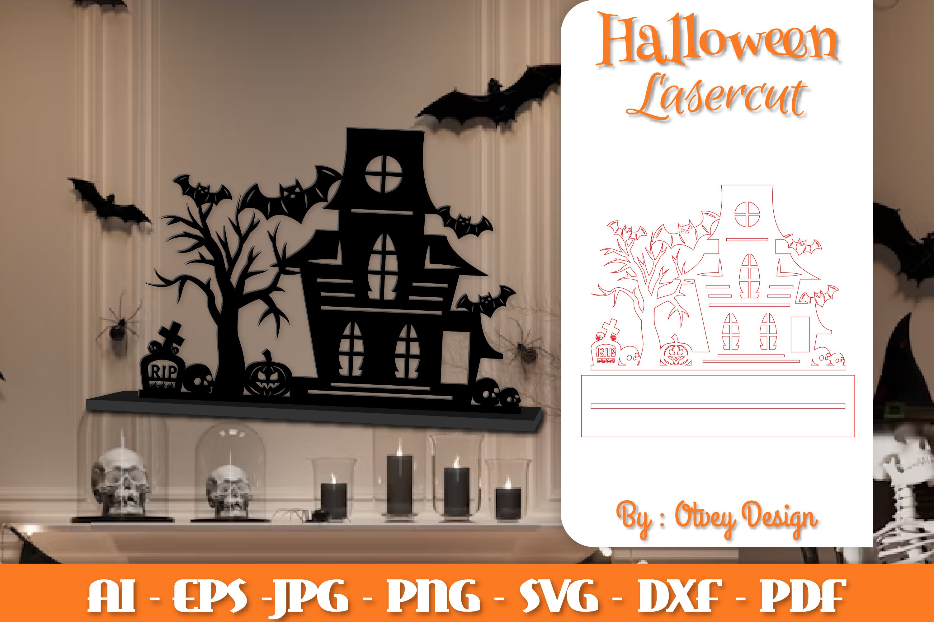Halloween Decorations Lasercut SVG Bundle