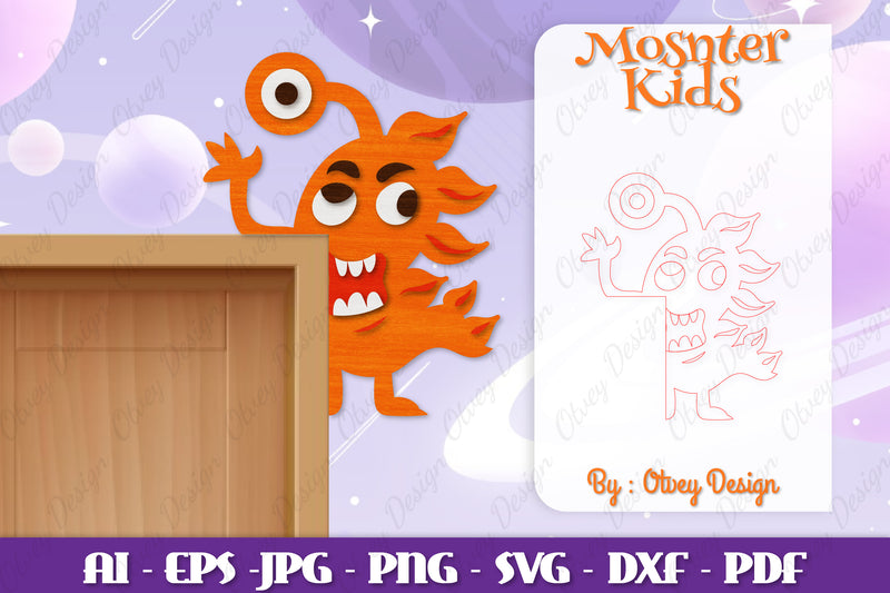 Monster Kids Corner Door Lasercut SVG Bundle 3 - CraftNest - Digital Crafting and Art