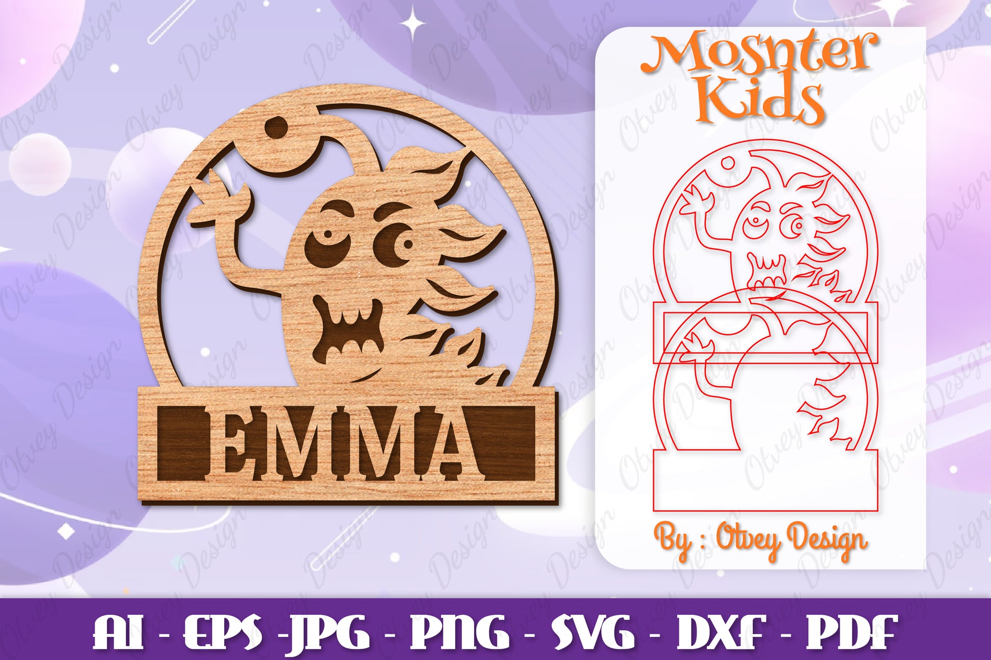 Cute Monster Name Sign SVG Bundle 3 - CraftNest - Digital Crafting and Art