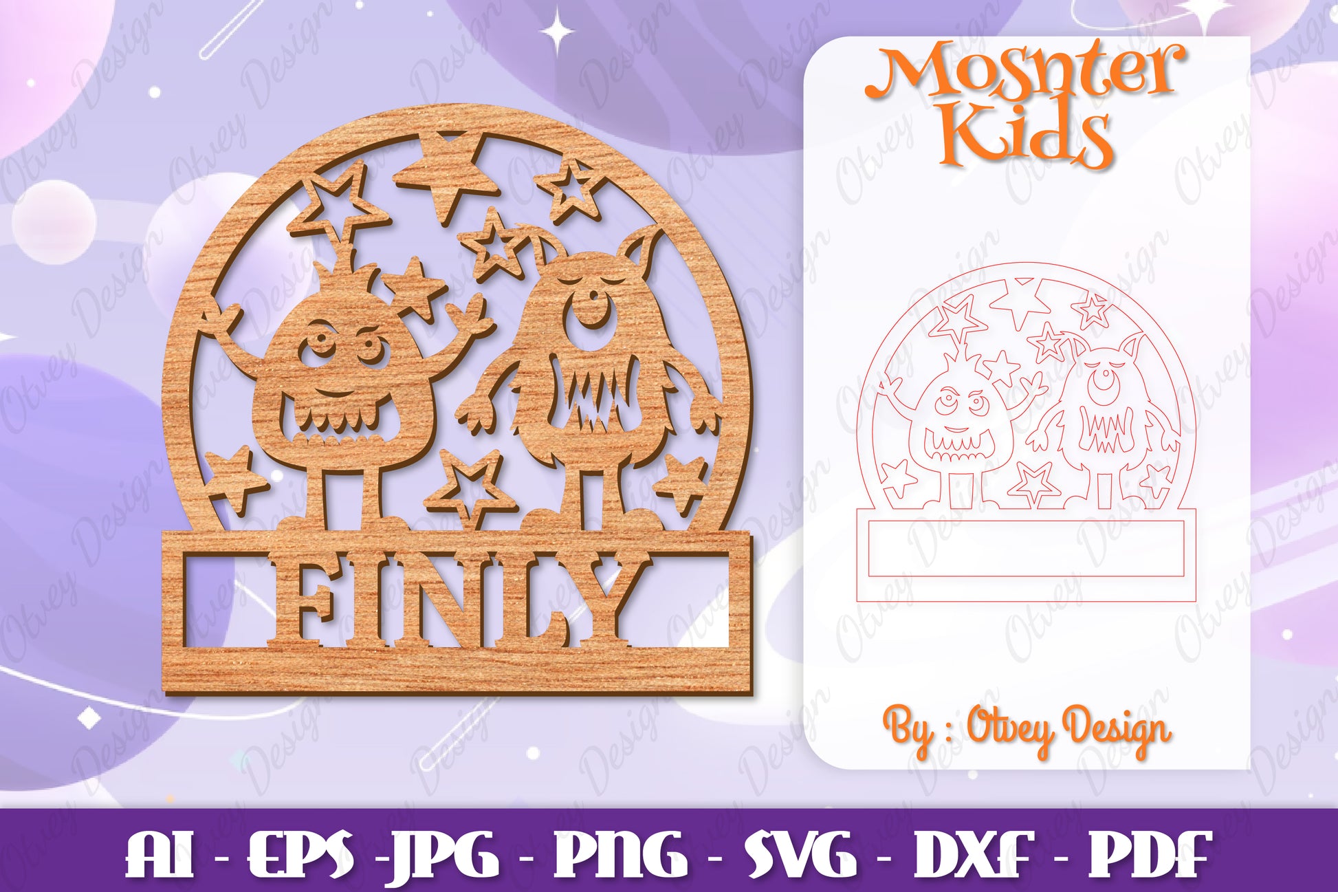 Monsters Kids Name Sign Lasercut SVG Bundle 3 - CraftNest - Digital Crafting and Art