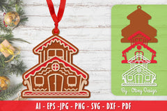 Ornament Gingerbread House Laser Cut SVG Bundle 6 - CraftNest - Digital Crafting and Art