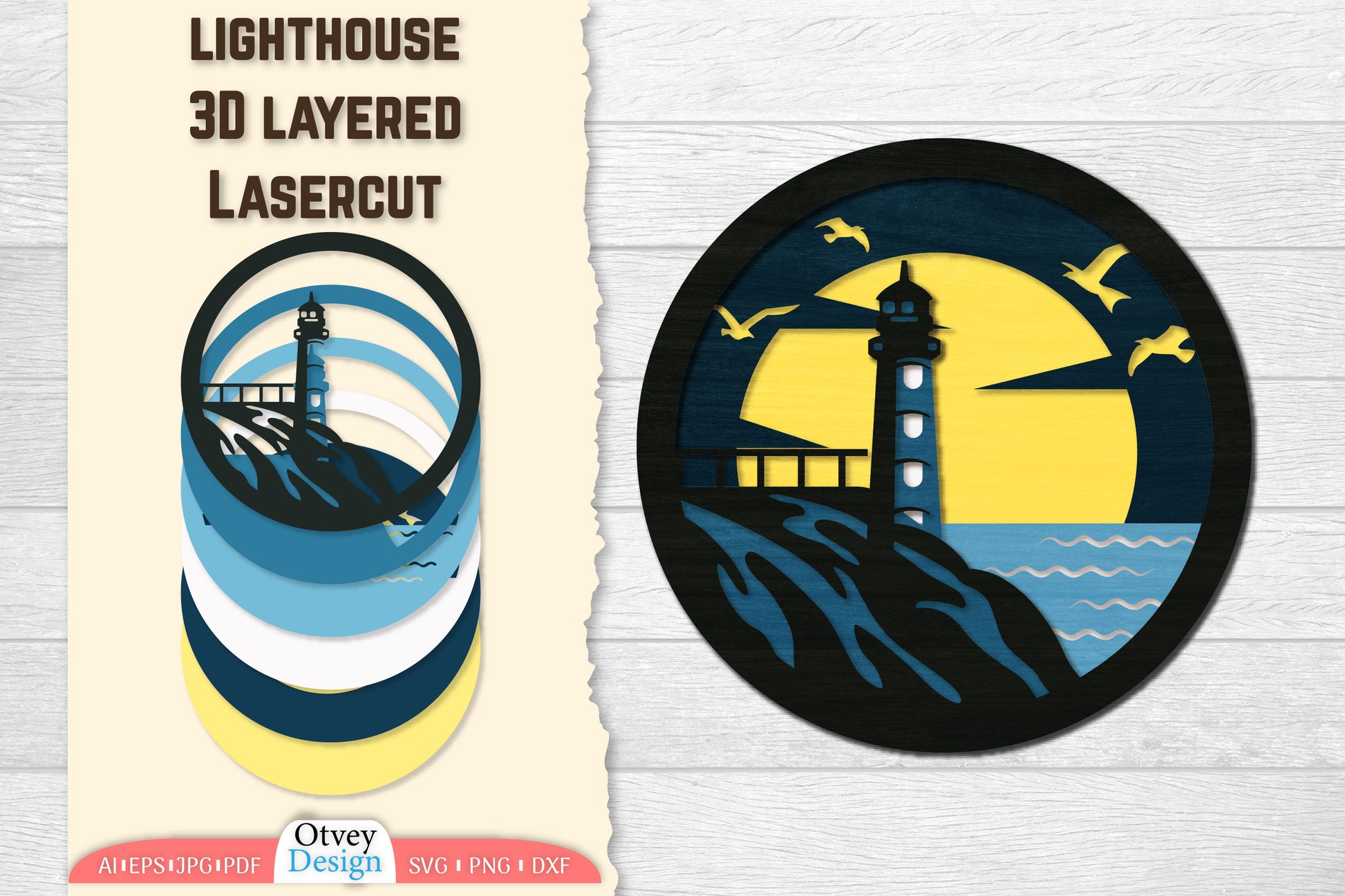 3D Layered Lighthouse Lasercut SVG Bundle - CraftNest - Digital Crafting and Art