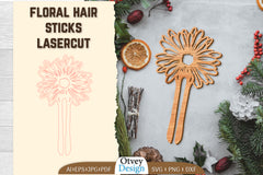 Laser Cut Floral Hair Sticks SVG Bundle 3 - CraftNest - Digital Crafting and Art