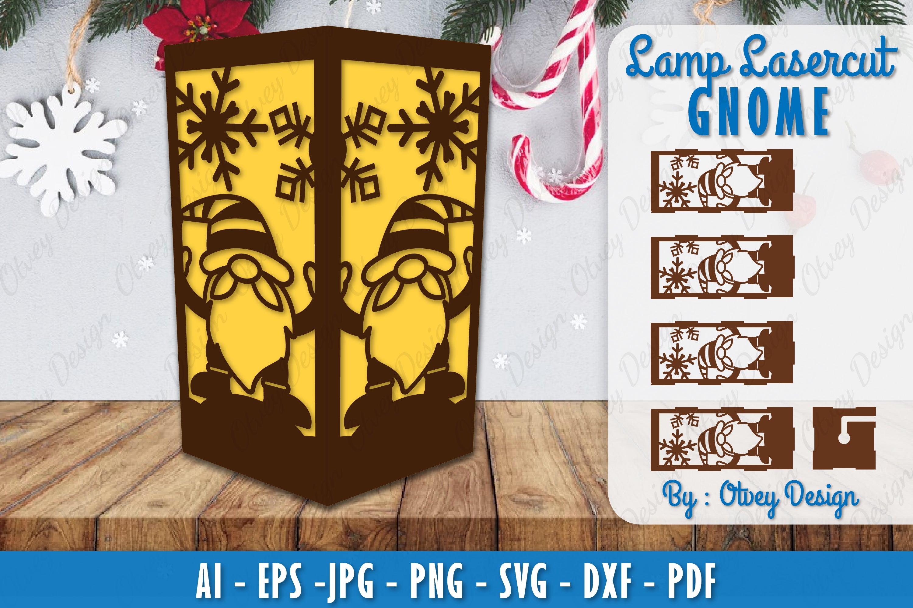 Christmas Gnome Lamp Lasercut SVG Bundle 3 - CraftNest - Digital Crafting and Art
