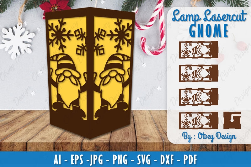 Christmas Gnome Lamp Lasercut SVG Bundle 3 - CraftNest - Digital Crafting and Art