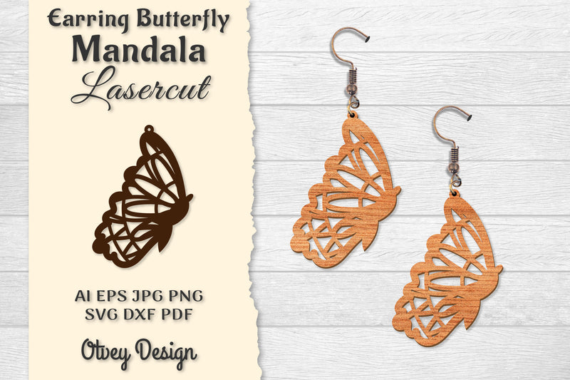 Earring Butterfly Mandala Lasercut SVG Bundle 11 - CraftNest - Digital Crafting and Art