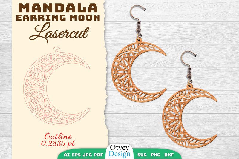 Earring Moon Mandala Lasercut SVG Bundle 11 - CraftNest - Digital Crafting and Art