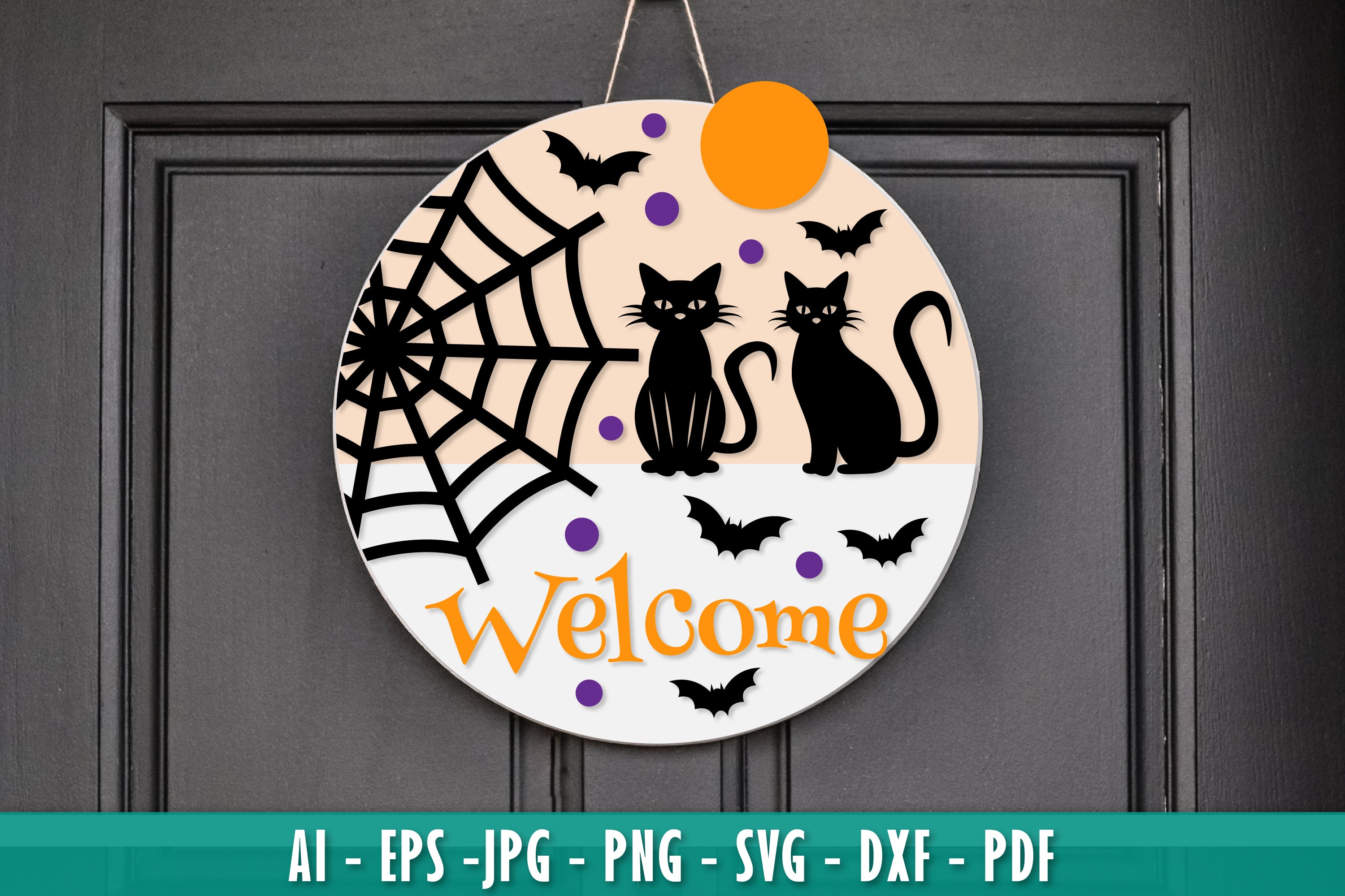 Halloween Round Wall Hanger Decoration SVG Bundle 5 - CraftNest - Digital Crafting and Art