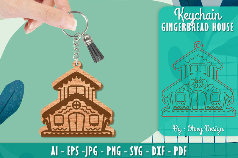 Gingerbread House Keychain Laser Cut SVG Bundle 5 - CraftNest - Digital Crafting and Art