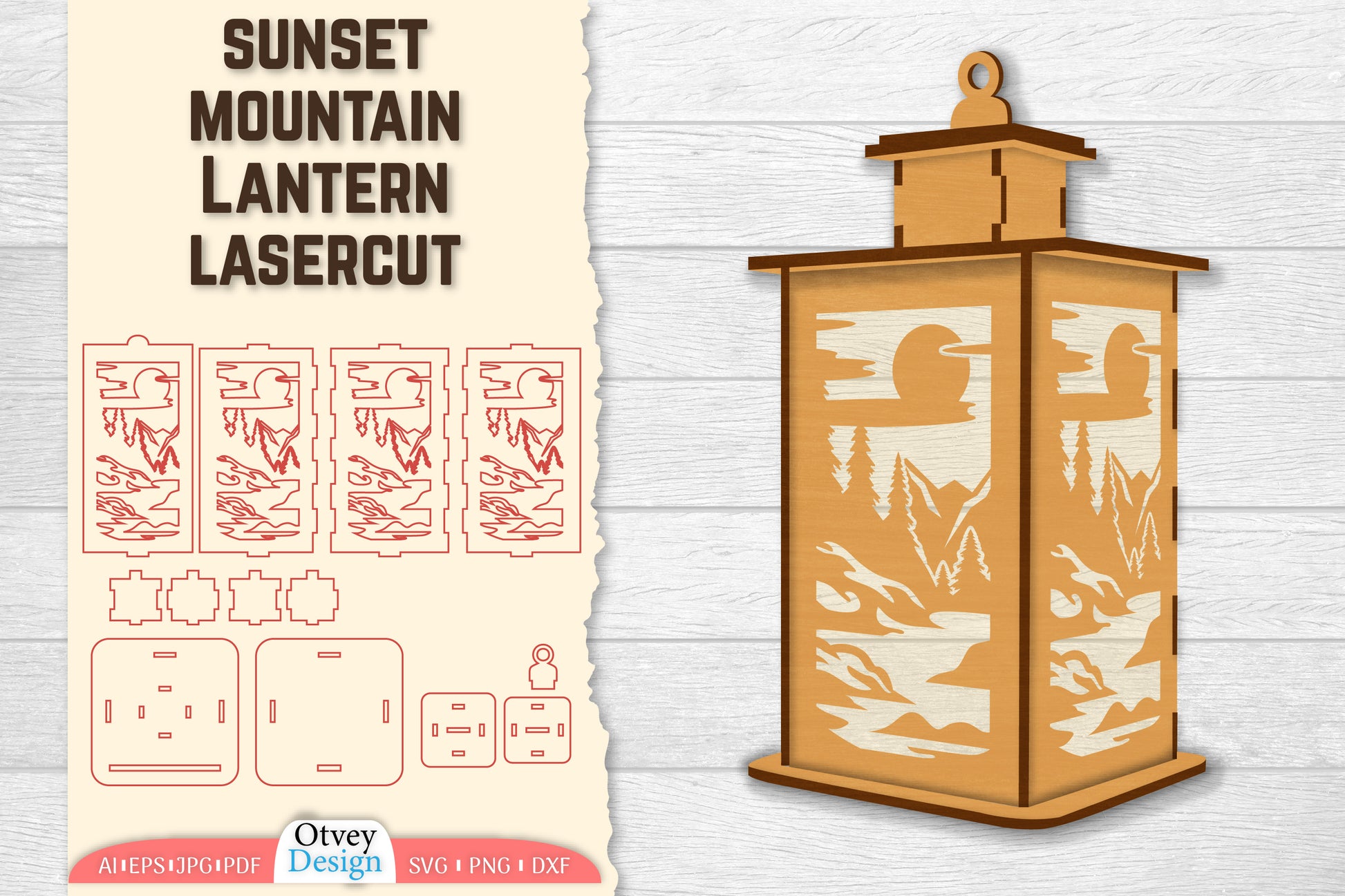 Sunset Mountain Lamp Lasercut SVG Bundle 6 - CraftNest - Digital Crafting and Art