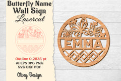 Butterfly Name Wall Art Sign SVG Bundle 3 - CraftNest - Digital Crafting and Art
